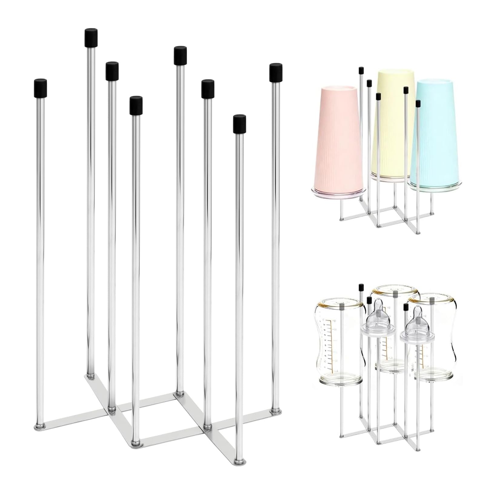 XZSKD Foldable Bottle Drying Rack, Stainless Steel Extendable