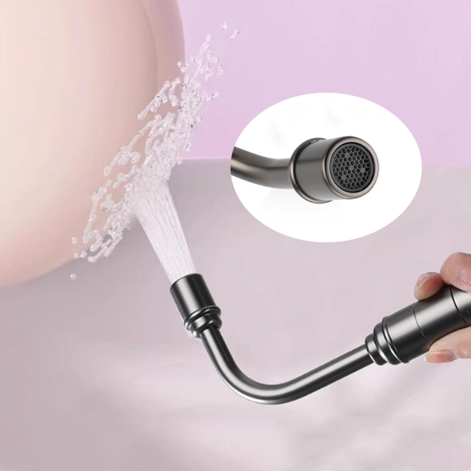 Ducha de Inodoro para Conectar Al Wc Presión de Agua Ajustable Rociador de Bidé de Mano para La Higiene Personal Gris