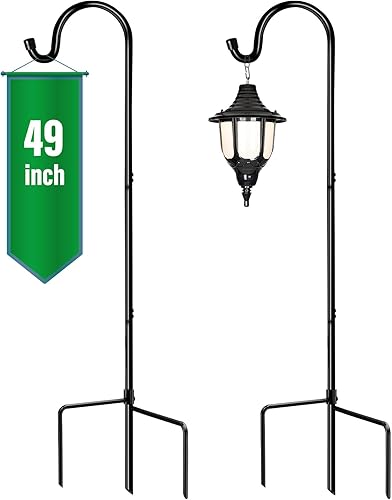 GOFORWILD Paquete de 2 ganchos de pastor ajustables, 49 pulgadas de alto, gancho de jardín de metal de alta calidad para exteriores, plantas