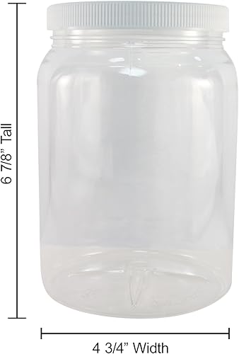 Miniatura 2 de Pinnacle Mercantile Tarros de plástico PET transparente con tapas de rosca de 64 onzas, juego de 48 unidades de boca ancha
