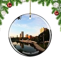 Vista 39 de Weekino Illinois Chicago Wrigley Field USA - Adorno para árbol de Navidad, decoración colgante para colgar, colección de recuerdos de viaje por