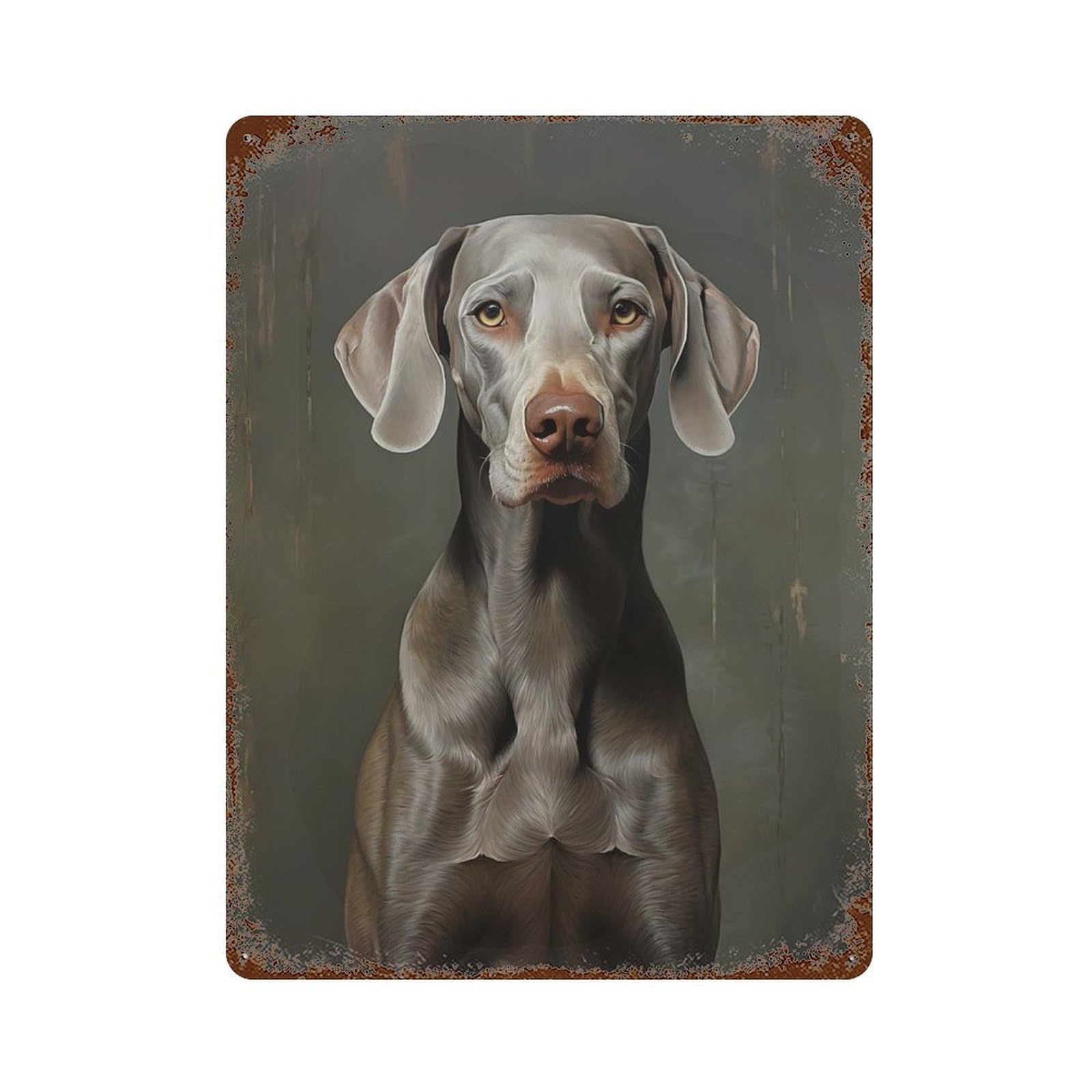 Weimaraner Distressed Metal Wall Sign 15.7"x11.8", for Garage, Bar And Workshop Decor, Decorative Metal Wall Art