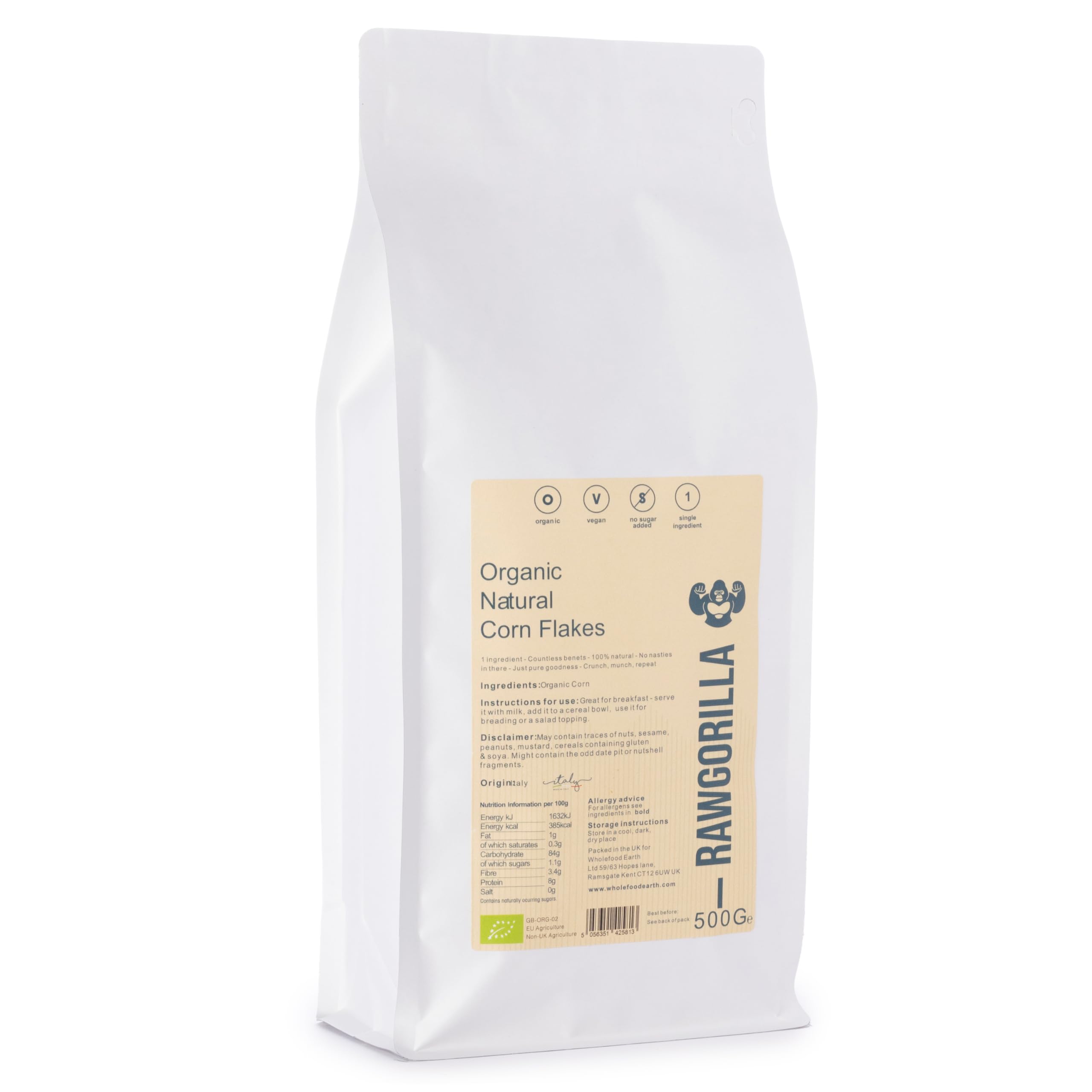 Organic Natural Corn Flakes - RAWGORILLA - 500g