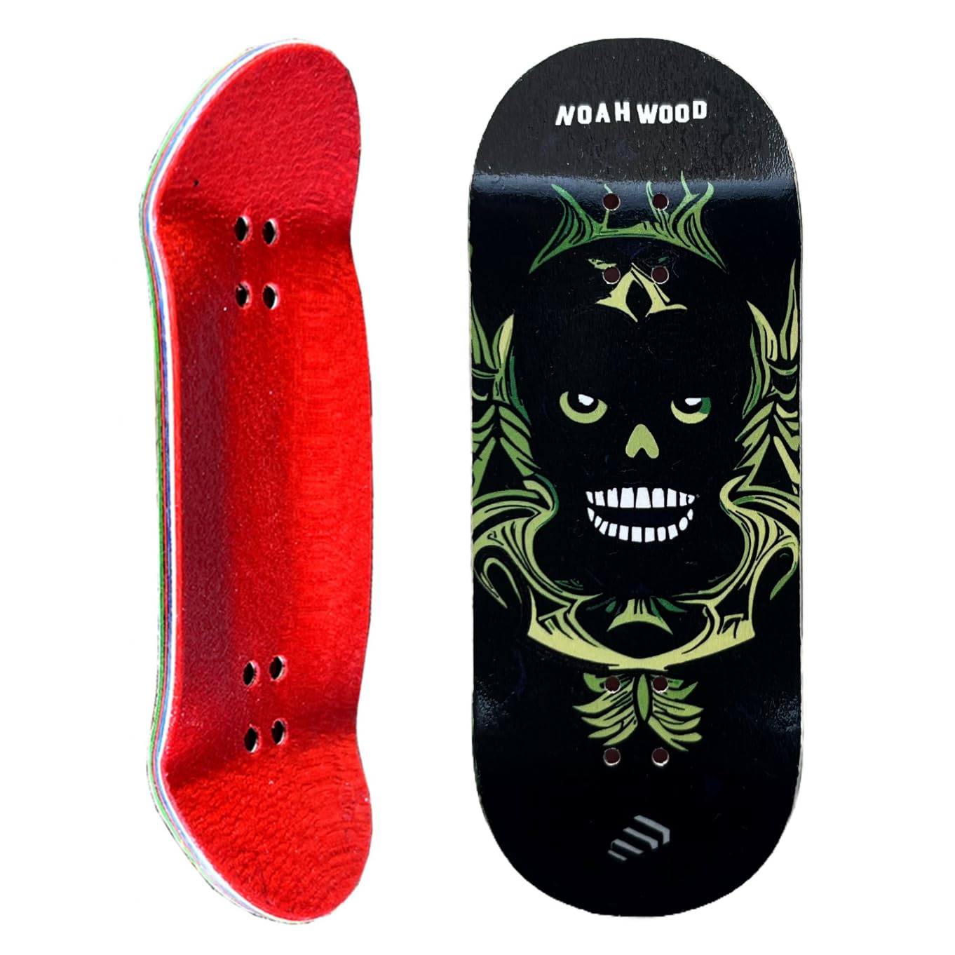 Noahwood Pro Mini planche de skateboard concave profonde (6 couches de couleur en bois d'érable, 35 x 97 mm, faite à la main, noir Gost)