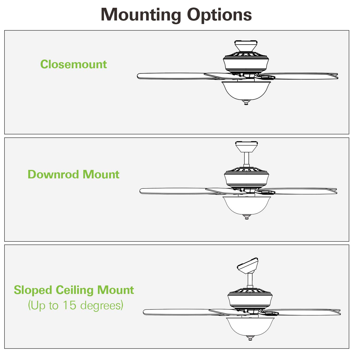 hykolity 54 Inch Indoor Ceiling Fan W/ Dimmable Light Kit and Remote