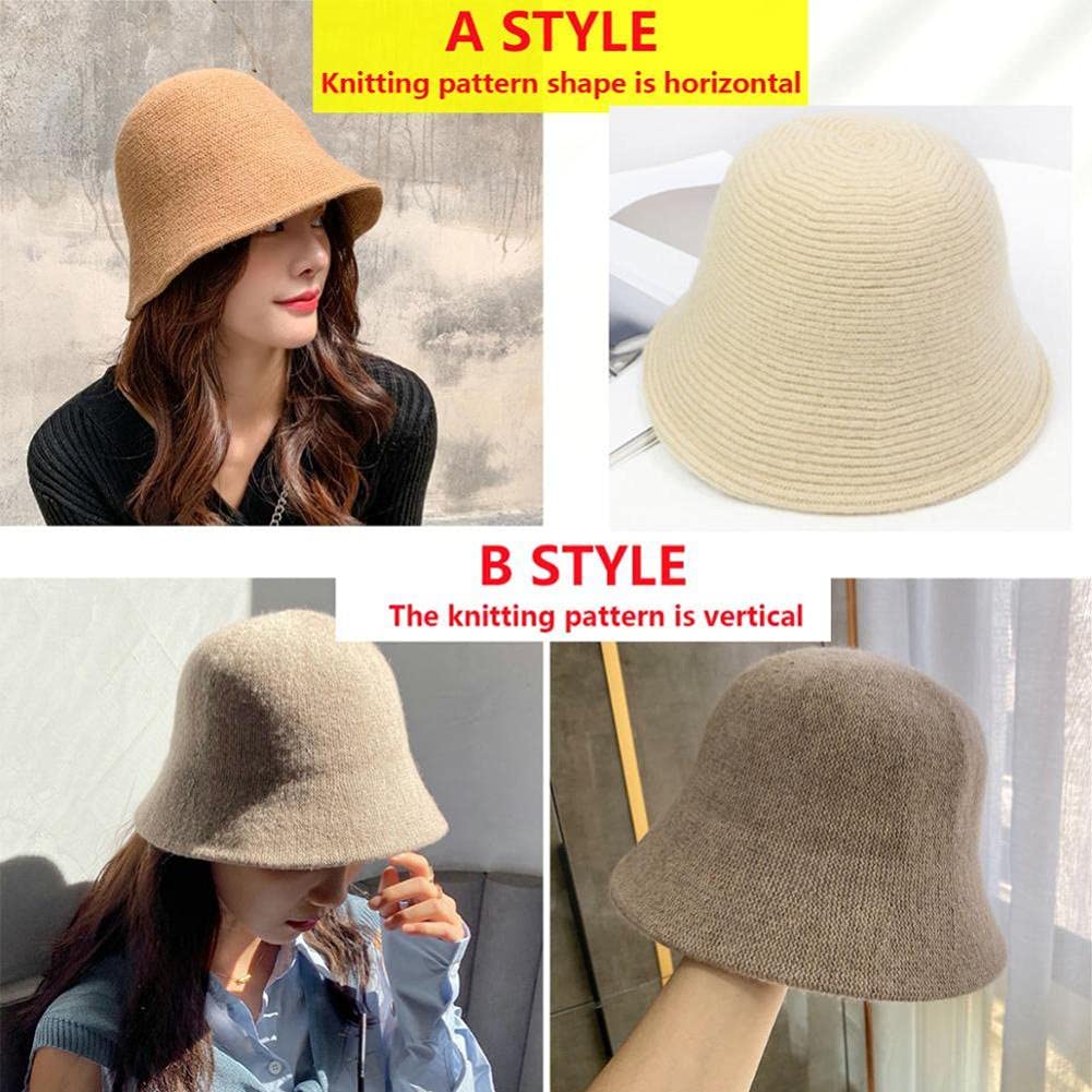 Cappello ， Cappello a Secchiello Panama Cappello a Secchiello da Donna Invernale Caldo Cappello da Ragazza in Feltro di Lana Cappello Hip-Hop in Pelliccia Autunno e Inverno (Color : BCoffee)