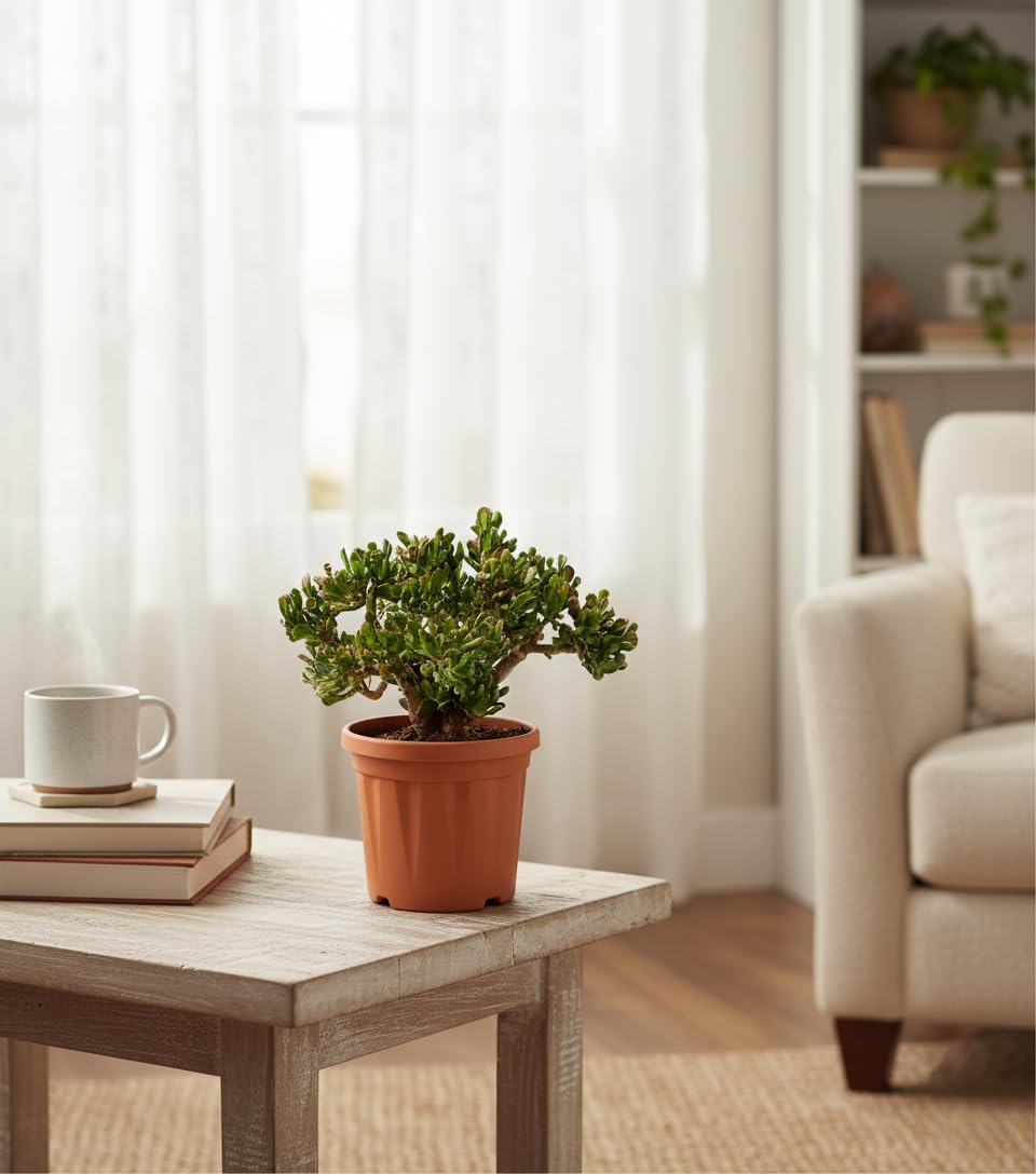 Vandas Crassula Hobbit – Pianta Grassa Succulenta Perenne | Vaso Diametro 21 cm, Altezza 49 cm | Foglie Tubolari e Fiori Bianchi | Made in Italy