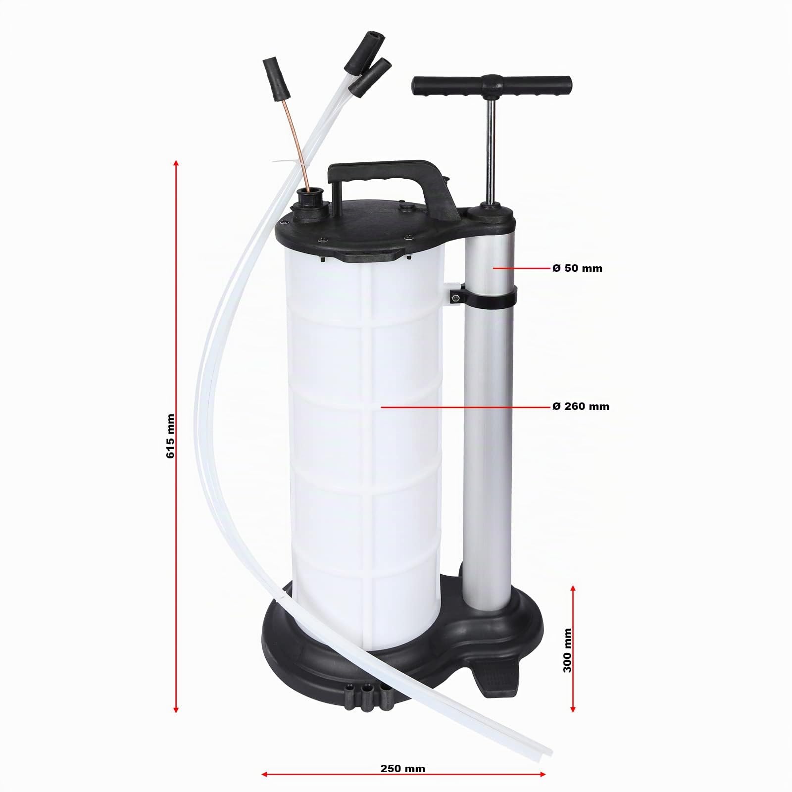 WilTec Extractor de líquidos Manual con Tanque 9 litros para succión por vacío de Aceite y Otros líquidos