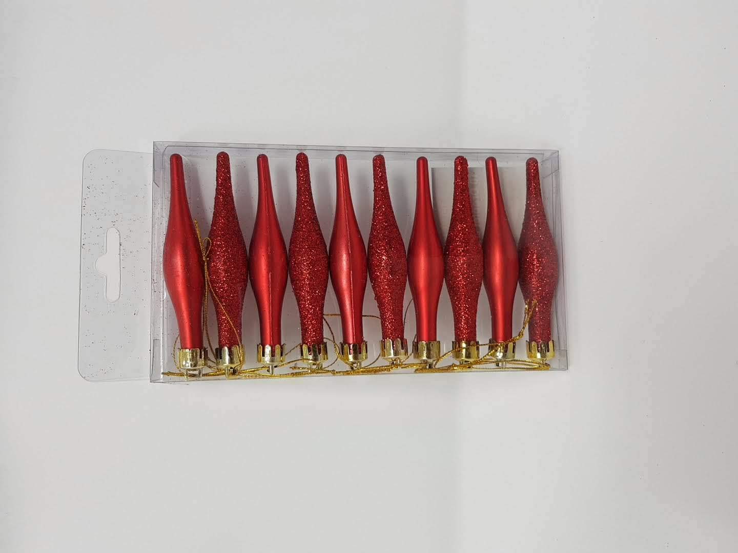 HoitoDeals 10Pcs Glitter Droplet Baubles Icicles Baubles For Christmas Tree Decor Item — image 1