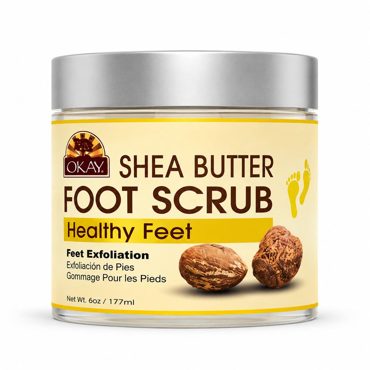 OKAY All Natural Shea Butter Foot Scrub, 6 Ounce