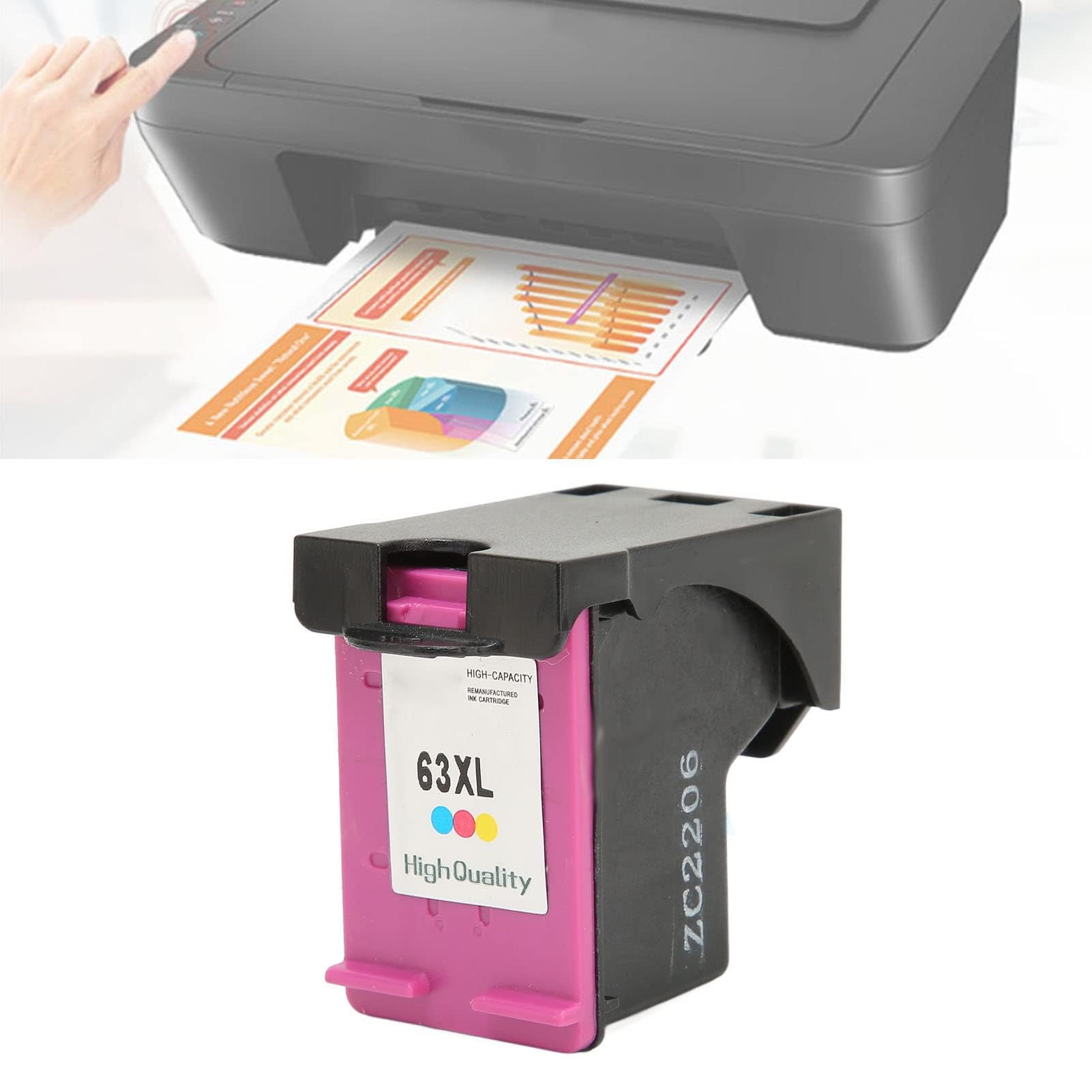 Dpofirs 63XL Cartouches d'encre 63 Remplacement pour Ink 63 63 63XL pour OfficeJet 3830 5255 5258 4650 5255 Envy 4520 4512 4513 4516 Deskjet 1112 1110 3634 3639 3632 2130 2132(H 63XLC