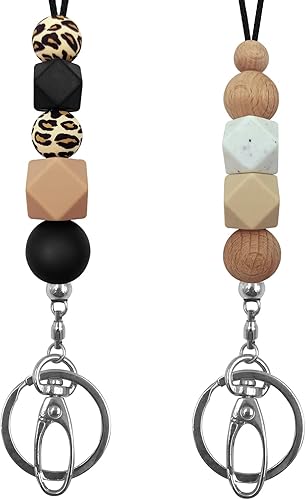 Lindo collar de silicona con cuentas para profesores, llavero para identificación, para tarjetas de identificación y llaves para mujeres, empleados,