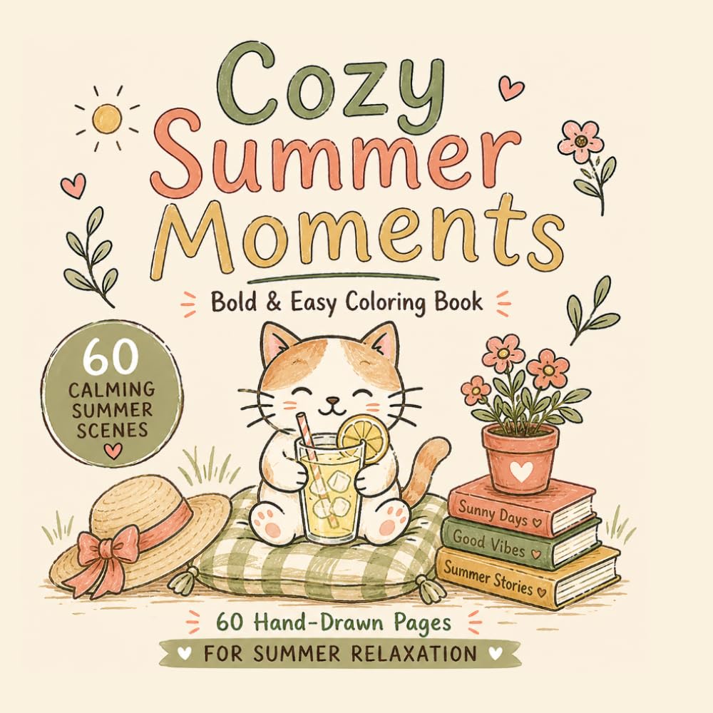 Cozy Summer Moments: Bold & Easy Coloring Book (Cozy Moments Coloring Books)