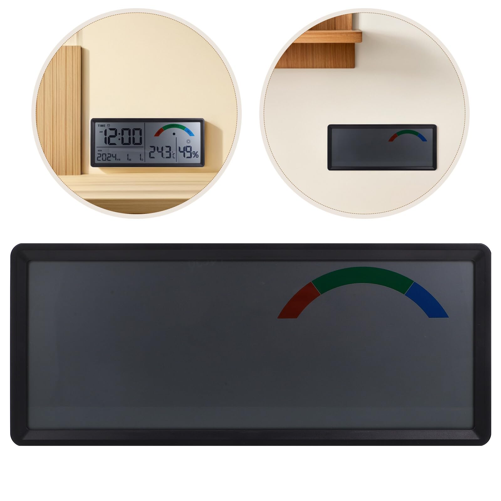 Tofficu Reloj de Pared Digital LCD Grande 14 Pulgadas con Termohigrómetro Integrado, Indicador de Temperatura y Humedad, Multifuncional con Calendario y Alarma, Adecuado para Dormitorio