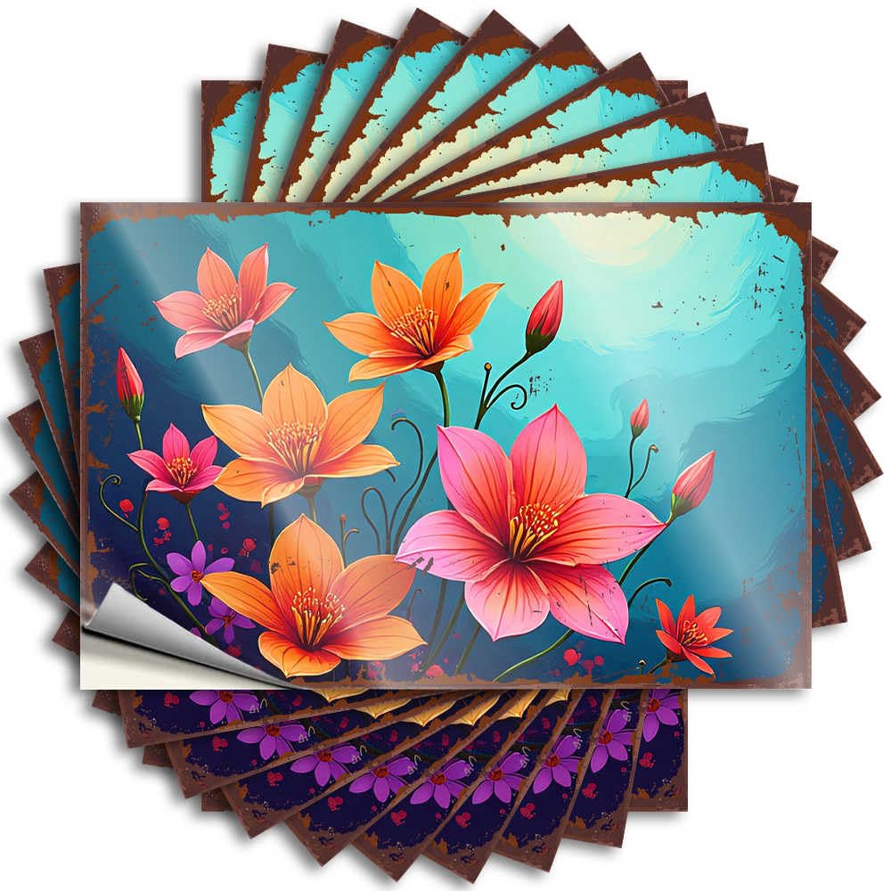 Decal Holiday Gamer Fire Case Vibrant Floral Fantasy: A Whimsical Garden of Colorful Blooms Aga - Scratch Resistant Stickers(8X12CM)