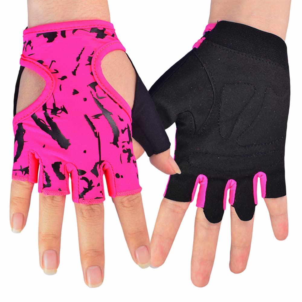 1 par de Guantes de Gimnasio, Guantes de Entrenamiento para Fitness, Guantes Deportivos para Levantamiento de Pesas, Guantes Antideslizantes para Mujeres, Guantes de Yoga (Rosa S y M)