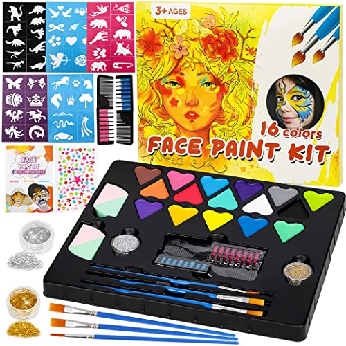 Lekebaby Kinderschminke Set,16 Farben Professionelle Fasching Schminke,Schminke Kinder Mädchen Face Paint Party, Geschenk für Geburtstag Weihnachtengeschenk Cover