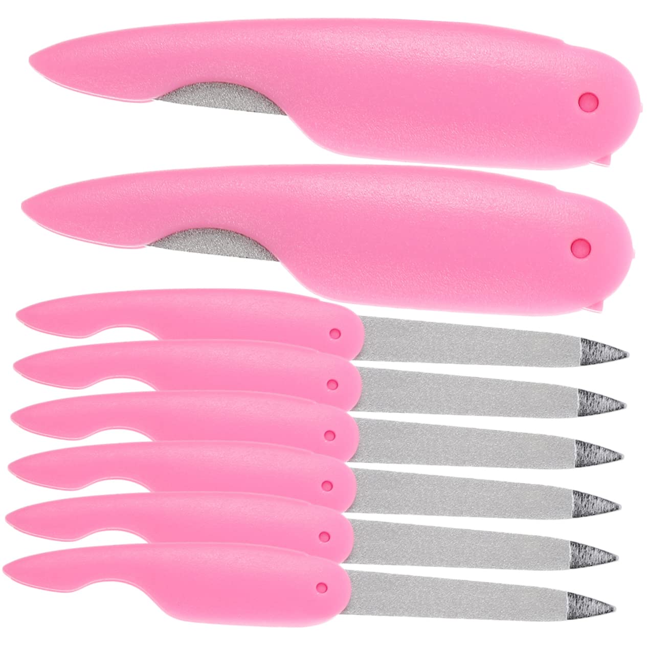 Lima per Unghie Pieghevole Mini 8 Pezzi Rosa in Abs e Metallo | Manicure Domestica e Salone, Design Delicato e Portatile, Levigatura Semplice