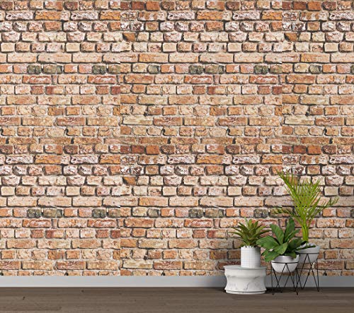 Image of DWELLSINDIA Brown 3D Brick Self Adhesive Wallpaper Waterproof, Scratch Resistant, Laminated 41cmx244cm