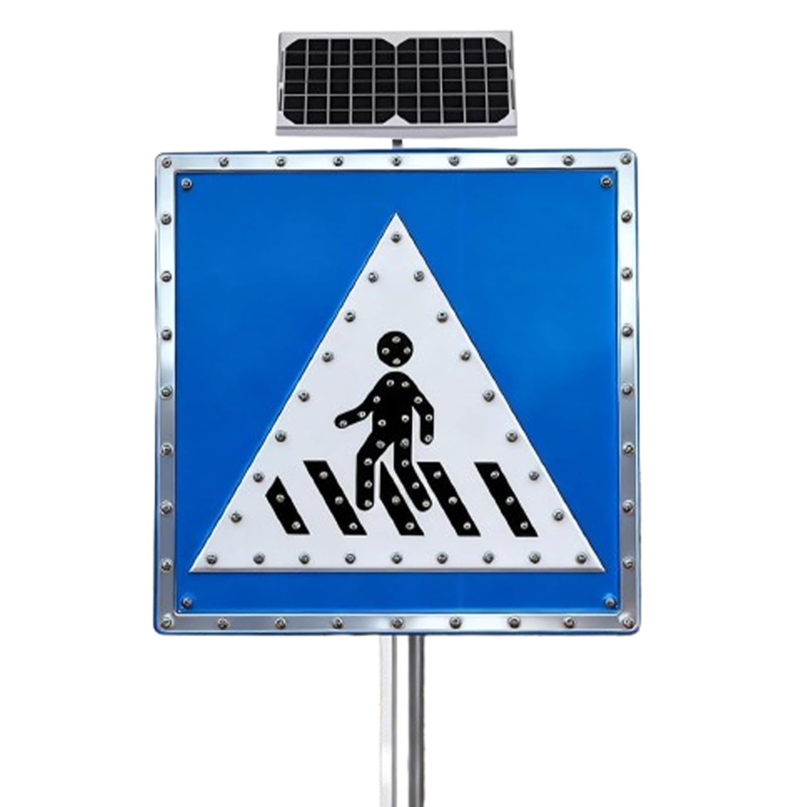 Señal de parada con energía solar para cruce de peatones, señal de seguridad vial iluminada, señal de advertencia de tráfico de aluminio reflectante