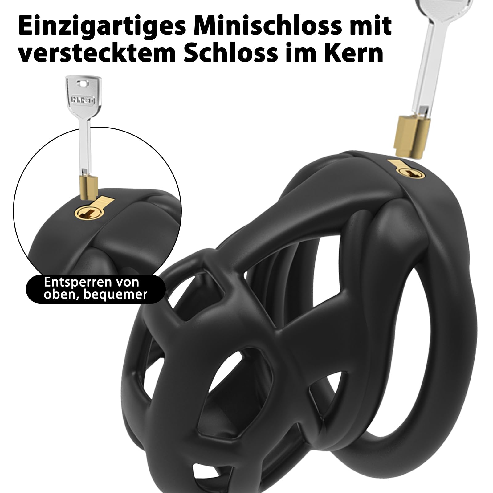 Chastity Cage avec 4 Cock Rings,Cages de Chasteté Pour Punition Sextoyse Couple,Homme Cock Bondage BDSM Sex toys (M)