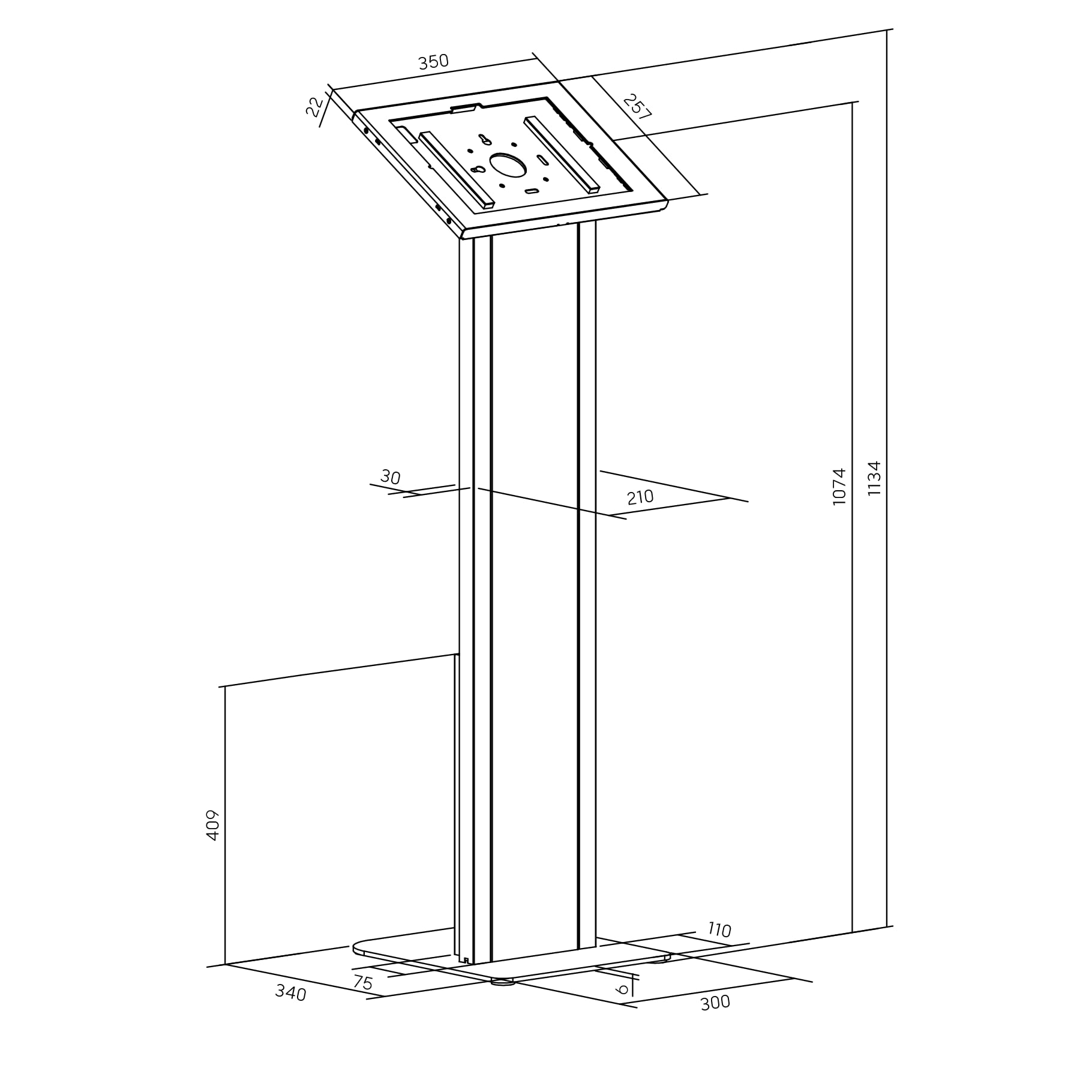 Soporte de Suelo Universal para Tablets Apple y Samsung 12.9''-13'', Negro
