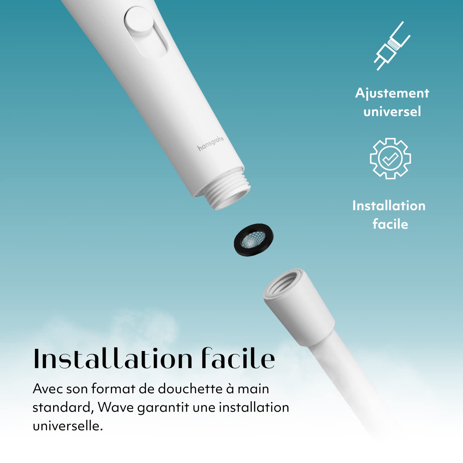 Womanizer Wave Pommeau de Douche et Stimulateur 2-en-1 - Masseur avec Jets D’Eau - 3 Types de Jet Différents - Masseur Polyvalent avec Stimulation sous la Douche - Blanc