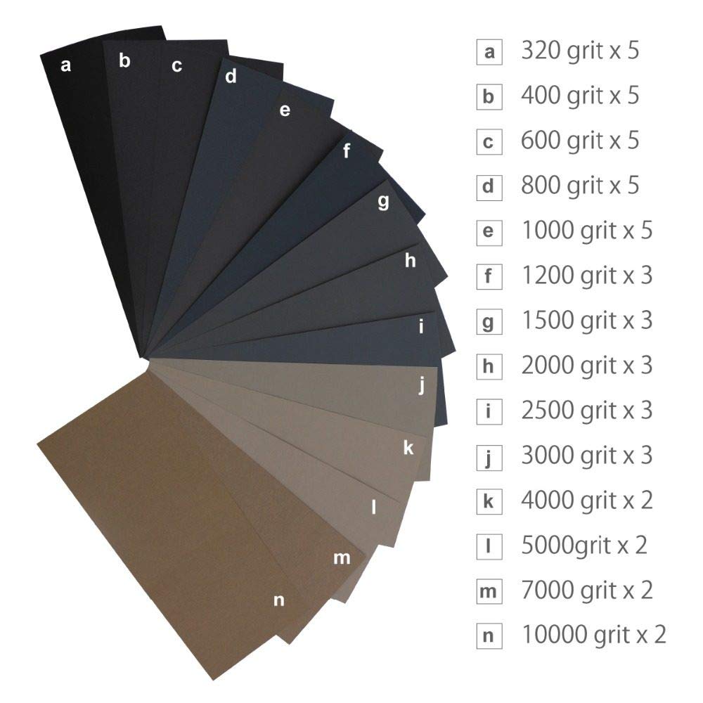 48pcs 9quot;x3.6quot; Papier abrasif sec humide 320 à 10000 grains assortis pour la finition de meubles en bois, le ponçage du métal et le polissage automobile,H