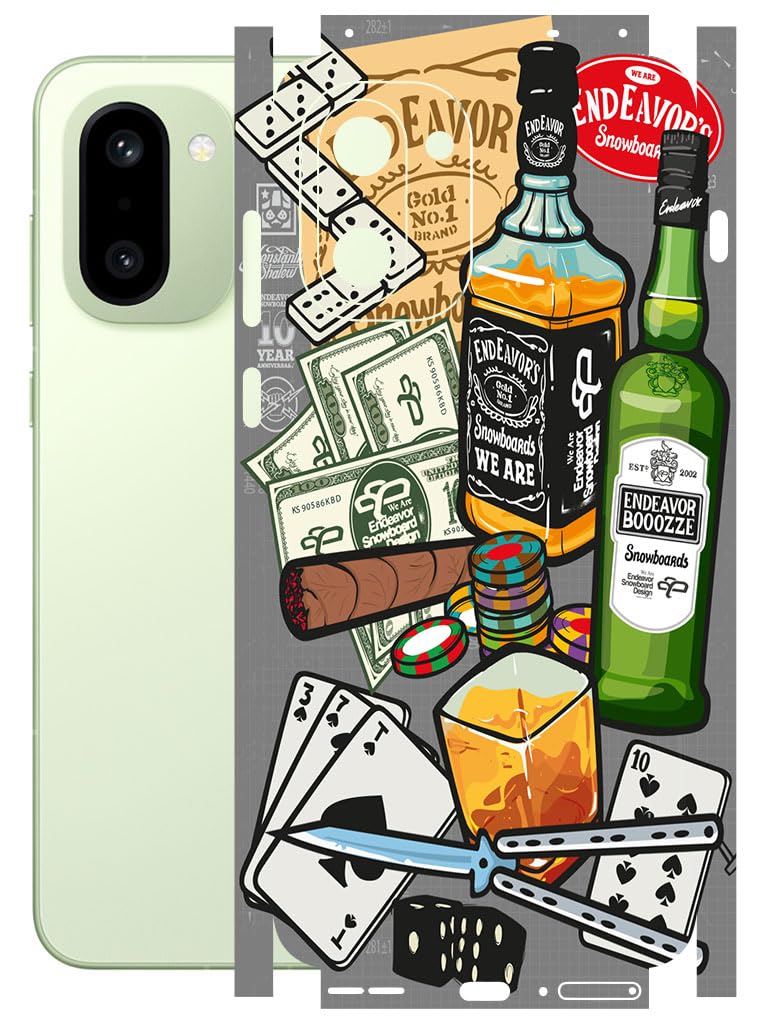 AtOdds - Full Body Back Screen Guard Protector Film - Lamination Wrap Skin Sticker Compatible with ONEPLUS 15R | Scratchproof Matte Finish (Wine Graffiti)-image-32