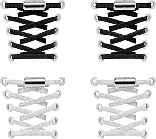 Gozaqe No Tie Elastic Shoe Laces,2 Pairs,Elastic Shoe Laces for Kids,Adult and elderly,Screw Capsule Shoe Clasp,Suitable f...