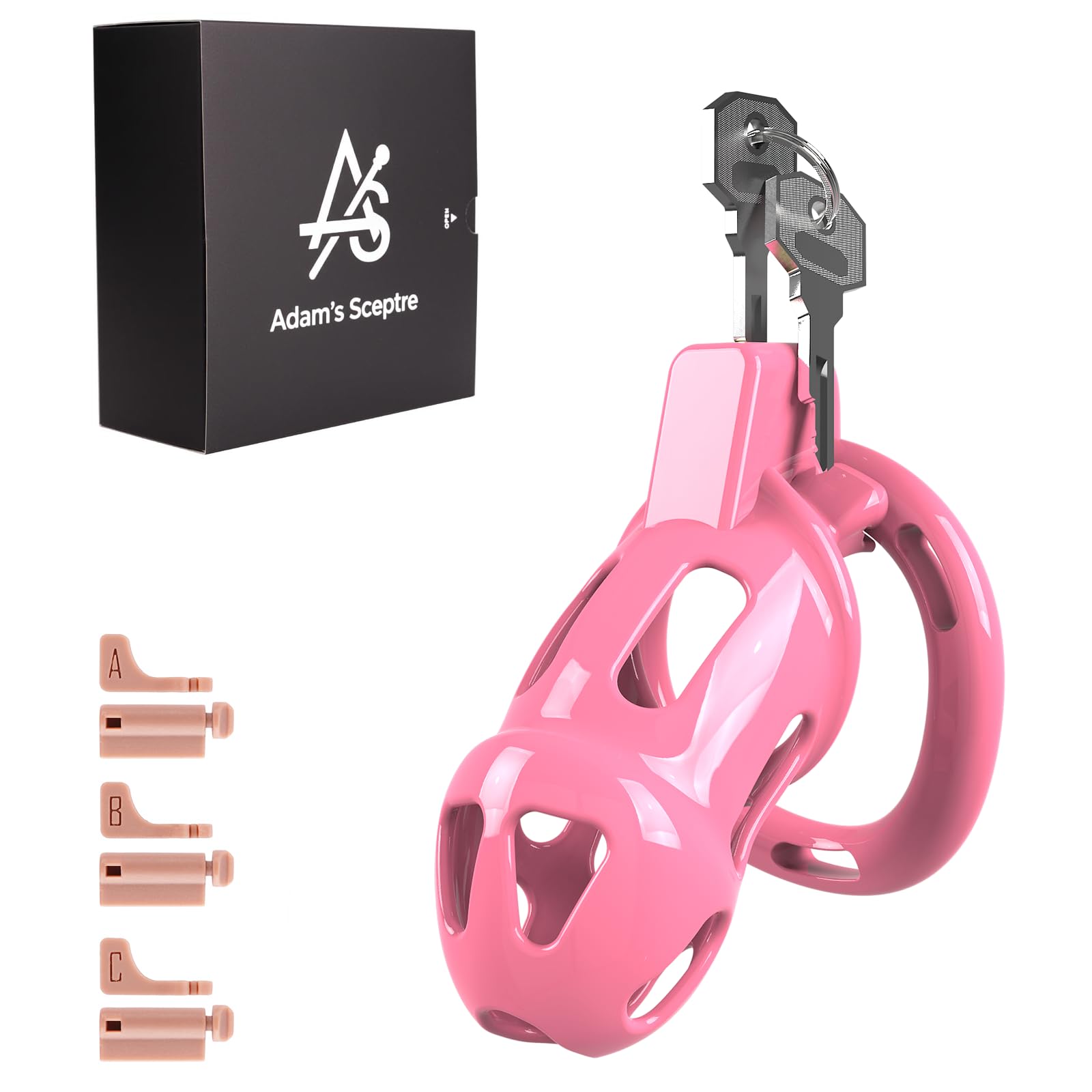 Adam’s Sceptre Male Chastity Cage, Candy Pink Medium Premium Chastity Device with Invisible Lock & Disposable Resin Keys for Long-Term Wear Men Penis Exercise Bondage Gear & Adult Sex Toy M Candy Pink