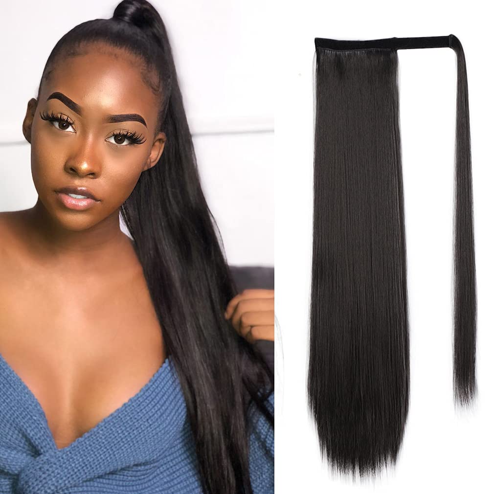 Buy Isaic Ponytail Extension Wrap Around Straight Hair for Women Black Long  Straight Ponytail Extensions 24 Inch Synthetic Hairpiece 150g Online at  Lowest Price in Turkey. B08GHM74VV