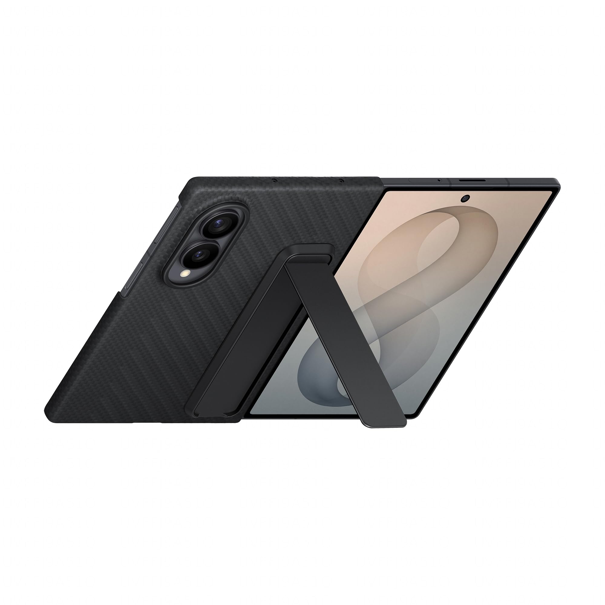 Samsung Carbon Standing Case per Galaxy Z Fold8, Black | Custodia in Fibra Aramidica con Supporto Standing a cavalletto, 2 Pellicole Schermo Anteriore Incluse