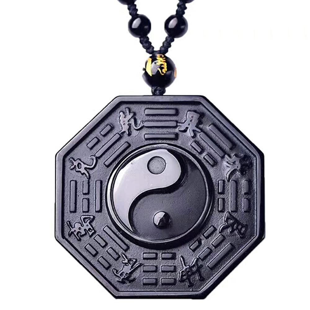 Collier obsidienne naturelle sculpté à la main, bijou authentique