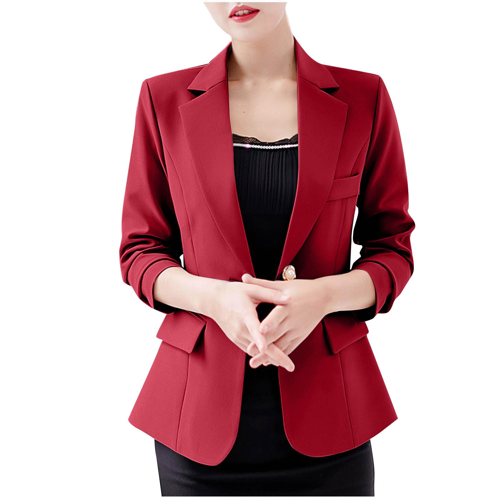 Womens Blazers Business Casual Blazer Long Sleeve Slim Fit Work Office Suit Jackets with Pockets Dressy Clothes
