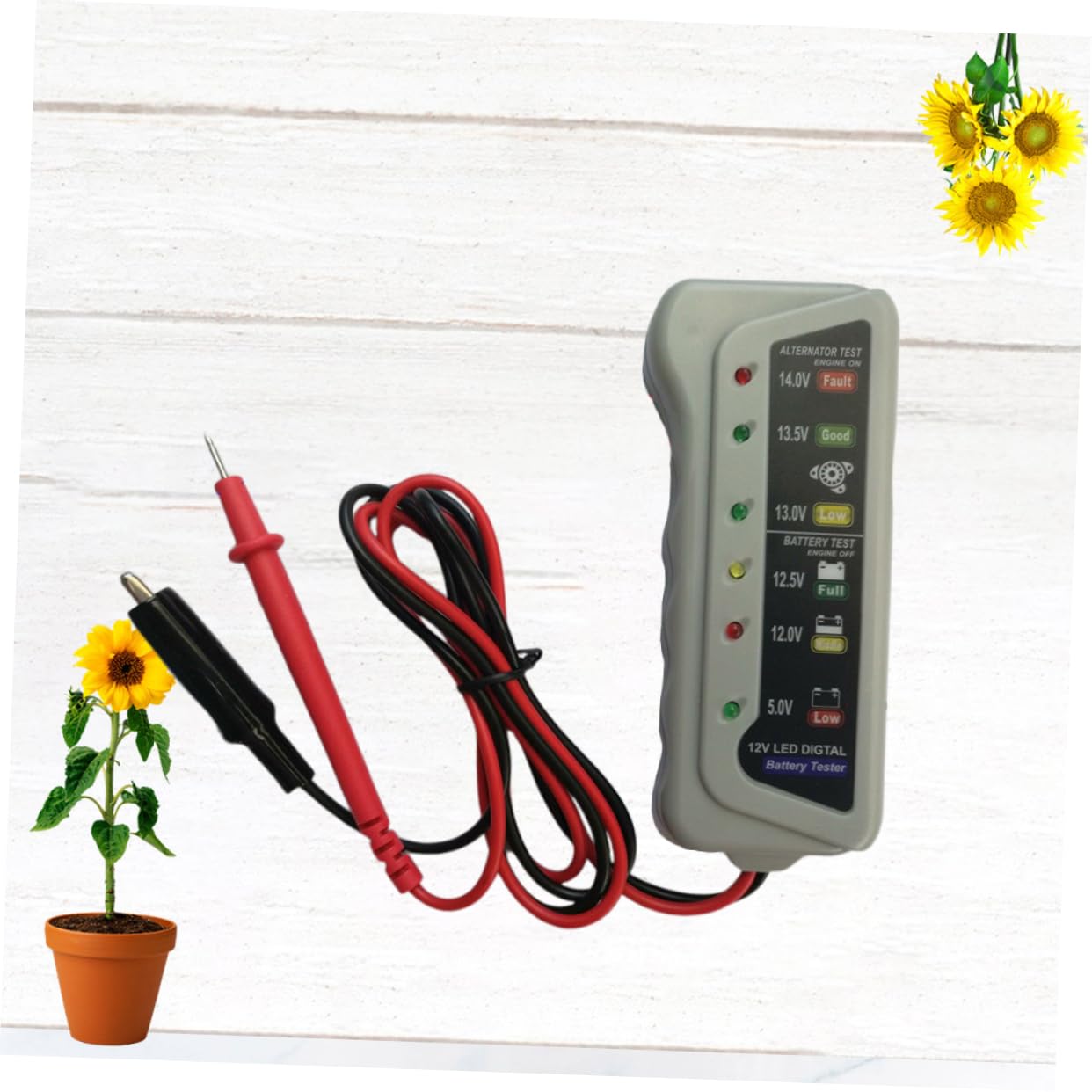 ULTECHNOVO 12V Digital Battery Tester Charging System Analyzer Compact Car Battery Monitor with LED Status Indicators Easy Operation Durable Design for Quick Readings