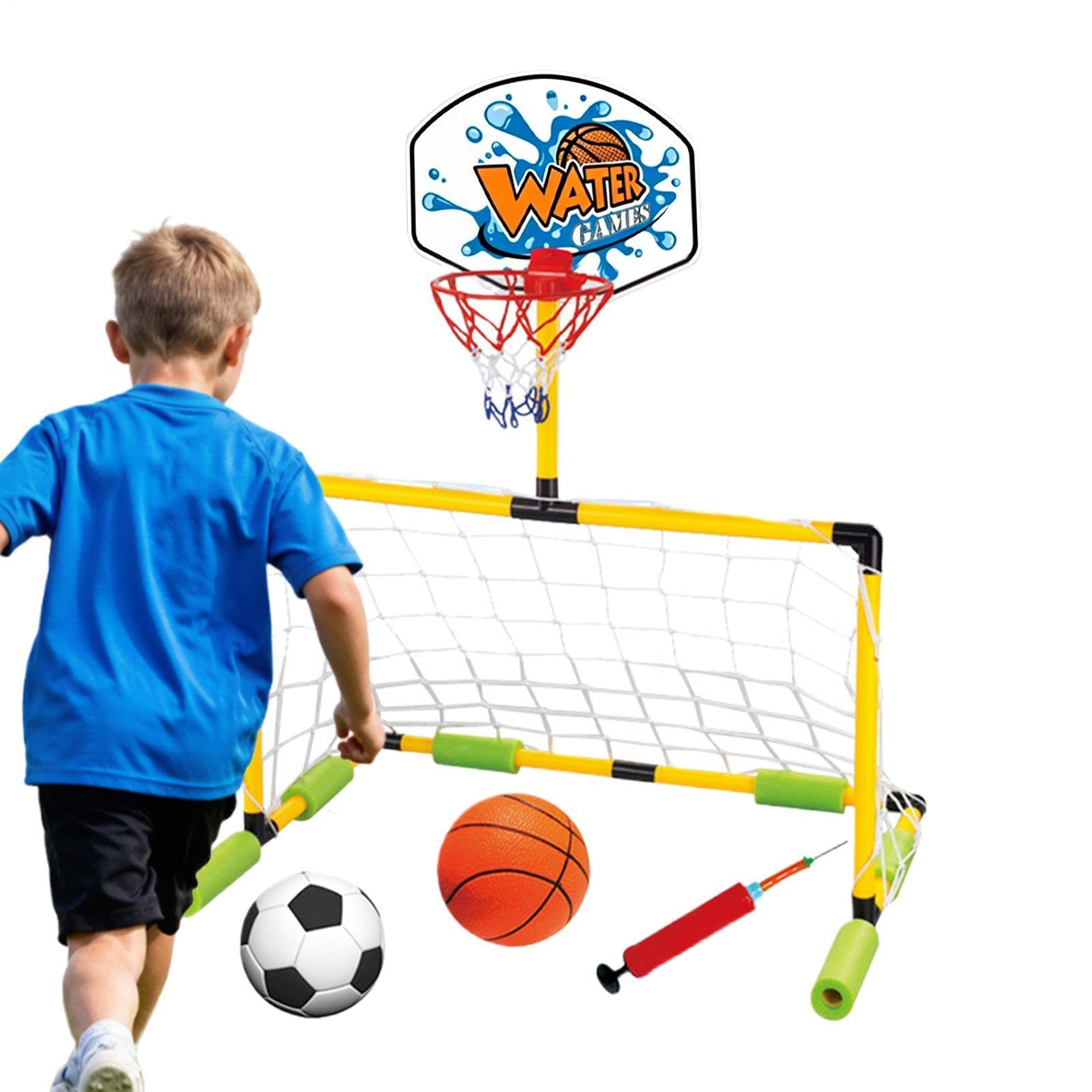 Pool Basketballkorb 2-in-1 Schwimmendes Punktspiel Mit Ball | Wasser-Basketball- und Fußballtor Für Kinder Und Erwachsene Am , Im Sommer, Im Garten, Beim Camping Und Am See Sowie Auf