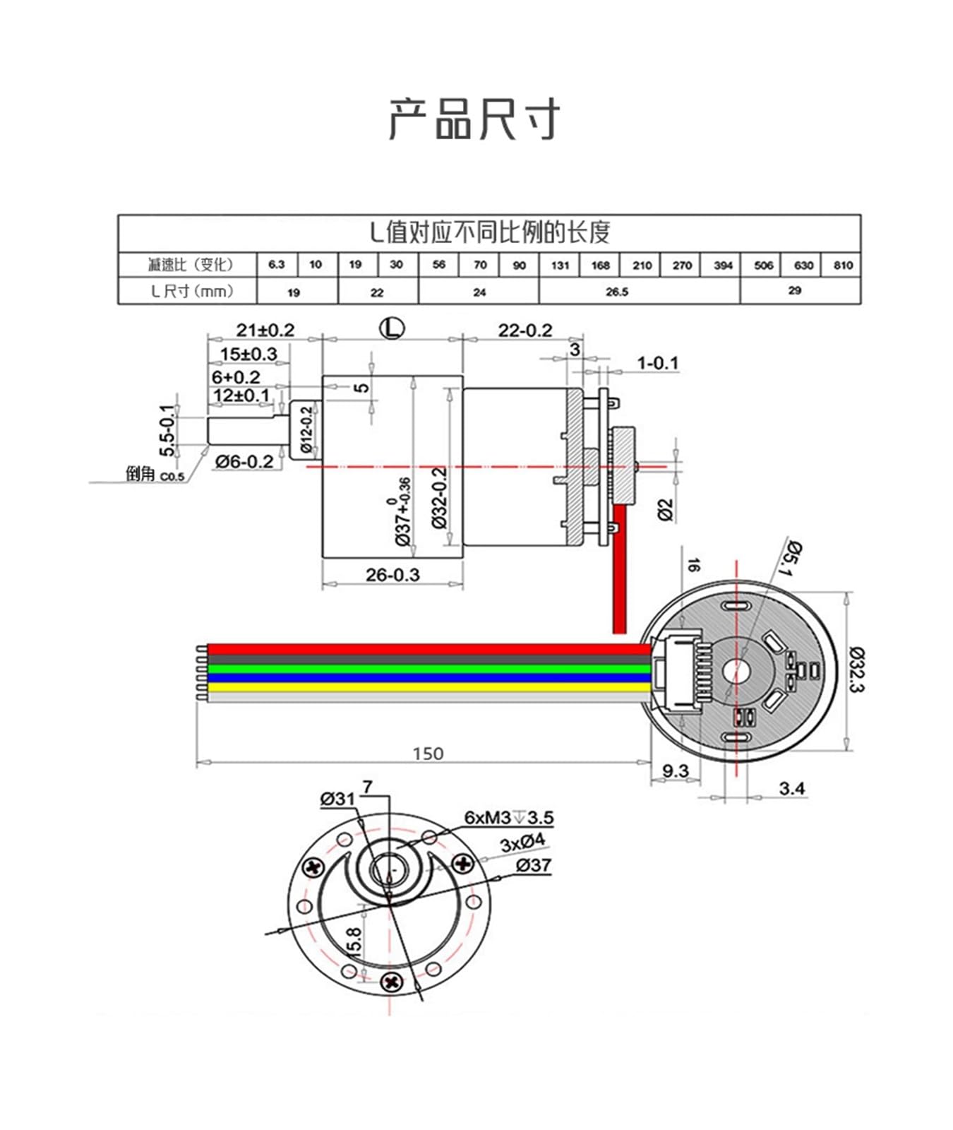 JGB37-520 Encoder DC-Untersetzungsmotor 12 V 24(6V 10 rpm)