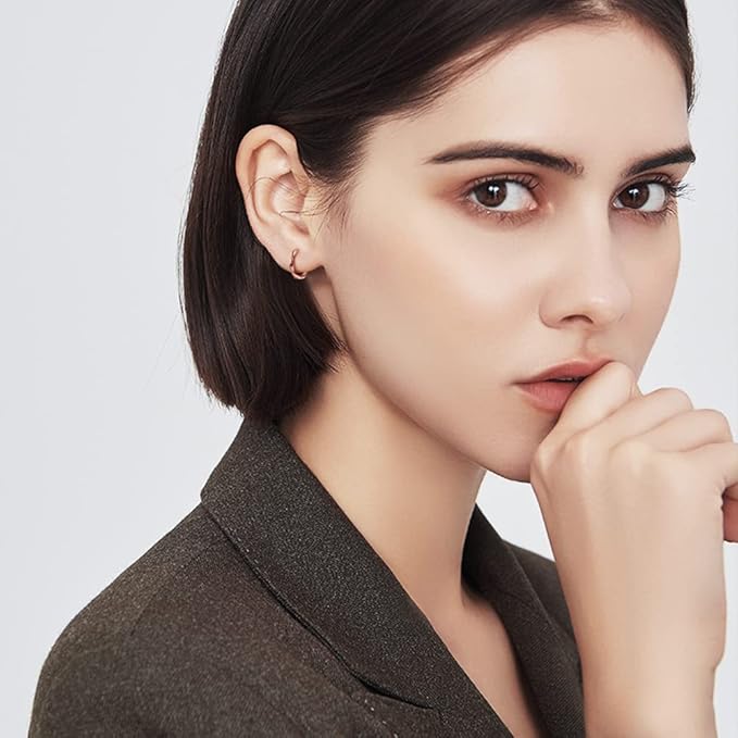 Boucles Créoles En Argent Boucles Oreilles Créoles Immobird - Argent 925 Avec Rayures Noires - Bijoux Femme élégant Cadeau Saint Valentin