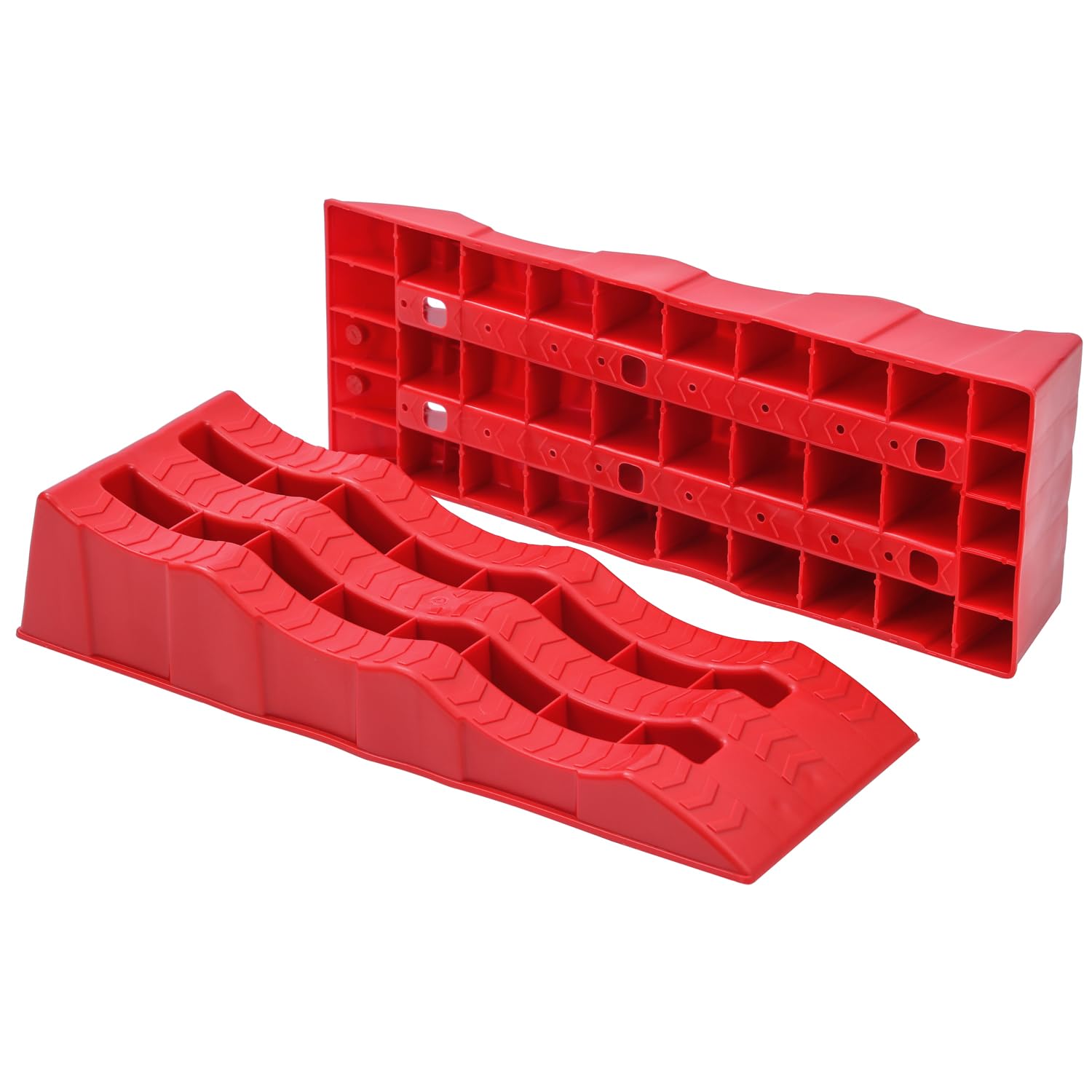 KATSU Lot de 2 rampes de nivellement pour Caravane, capacité de 4 tonnes, Robustes, en Plastique, 3 étapes, pour Camping-Car, Camping-Car, véhicules, rampes de Bordure, Blocs de Roues, niveleurs