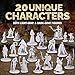 Path Gaming Town Folks Set, 40 Fantasy Tabletop Miniatures for Dungeons and Dragons. 28MM Scaled, 20 Unique Designs, Bulk Unpainted Miniatures, Great for D&D