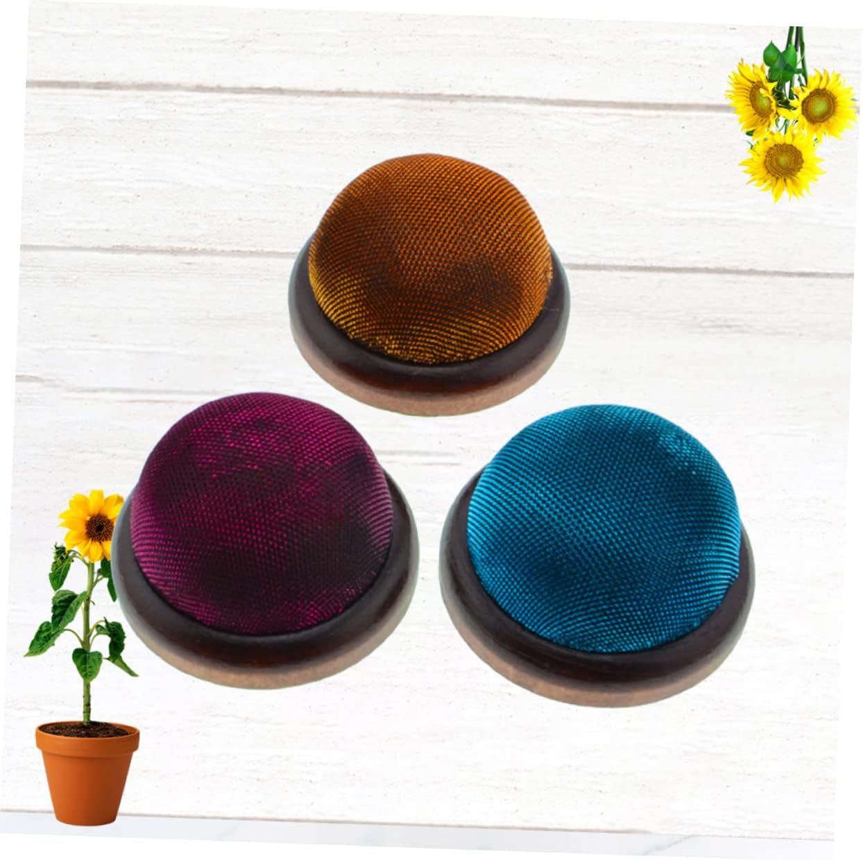 TEHAUX 9pcs Wooden Pin Organizer Glitter Design Stylish Sewing Pin Cushion for DIY Handcrafts Attractive Needle Holder for Easy Access and Desktop Decoration Red Blue