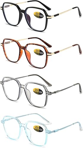 YQJYWZTF 4 Pack oversized Reading Glasses Blue Light Blocking for Women Men Computer Readers Fashion Eyeglasses YQJYWZTF 4 Pack oversized Reading Glasses Blue Light Blocking for Women Men Computer Readers Fashion Eyeglasses