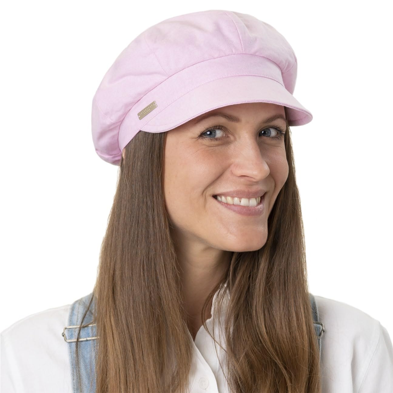 Seeberger Casquette Gavroche Chambray Femme - en Coton avec Etiquette pour Visiere, Doublure Printemps-ete Ete