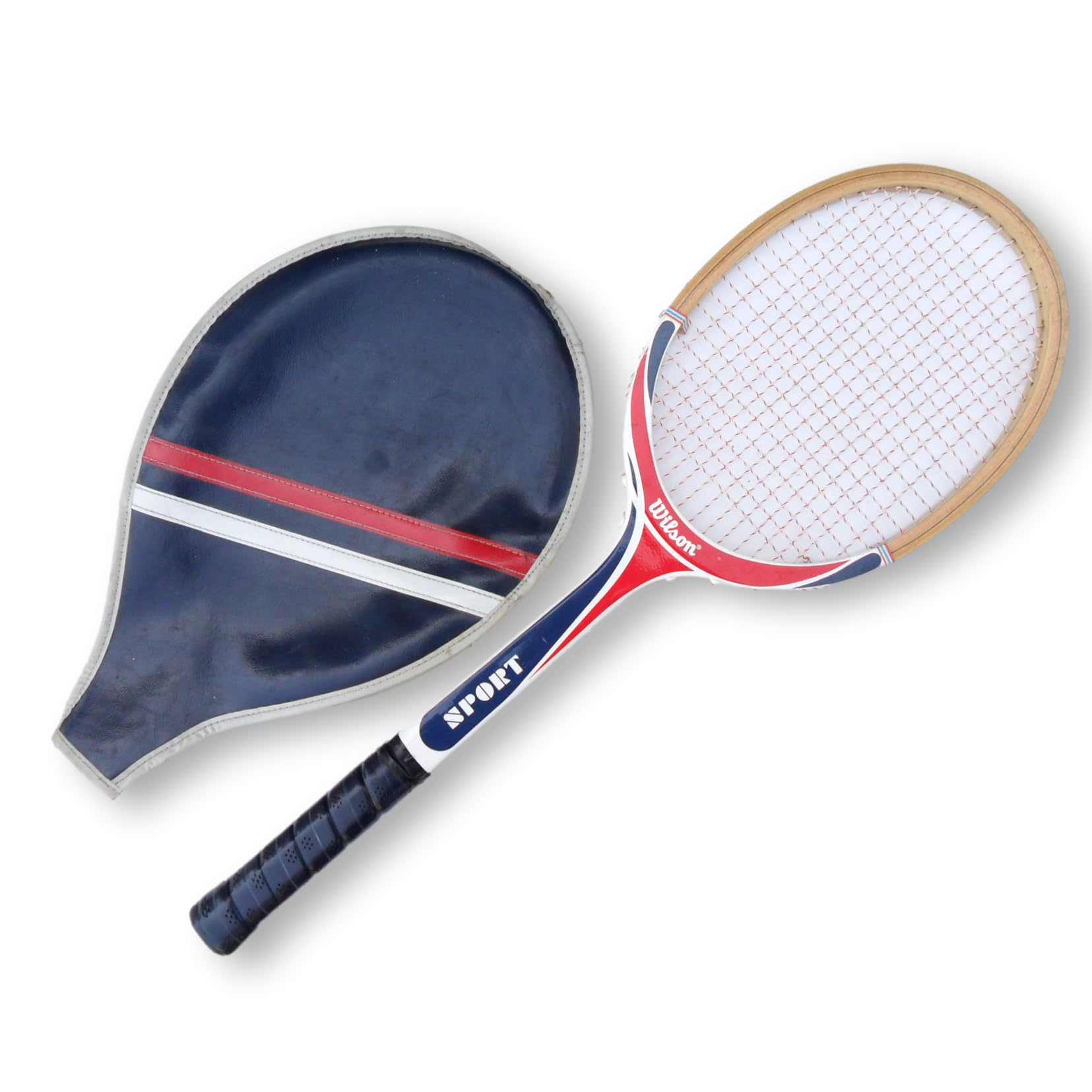 Blue Red Wilson Sport with Cover Vintage Wooden Tennis Racquet Decor Wooden Tennis Rackets Vintage Retro Decorations Special Expensive Gift for Tennis Fan Coach Player