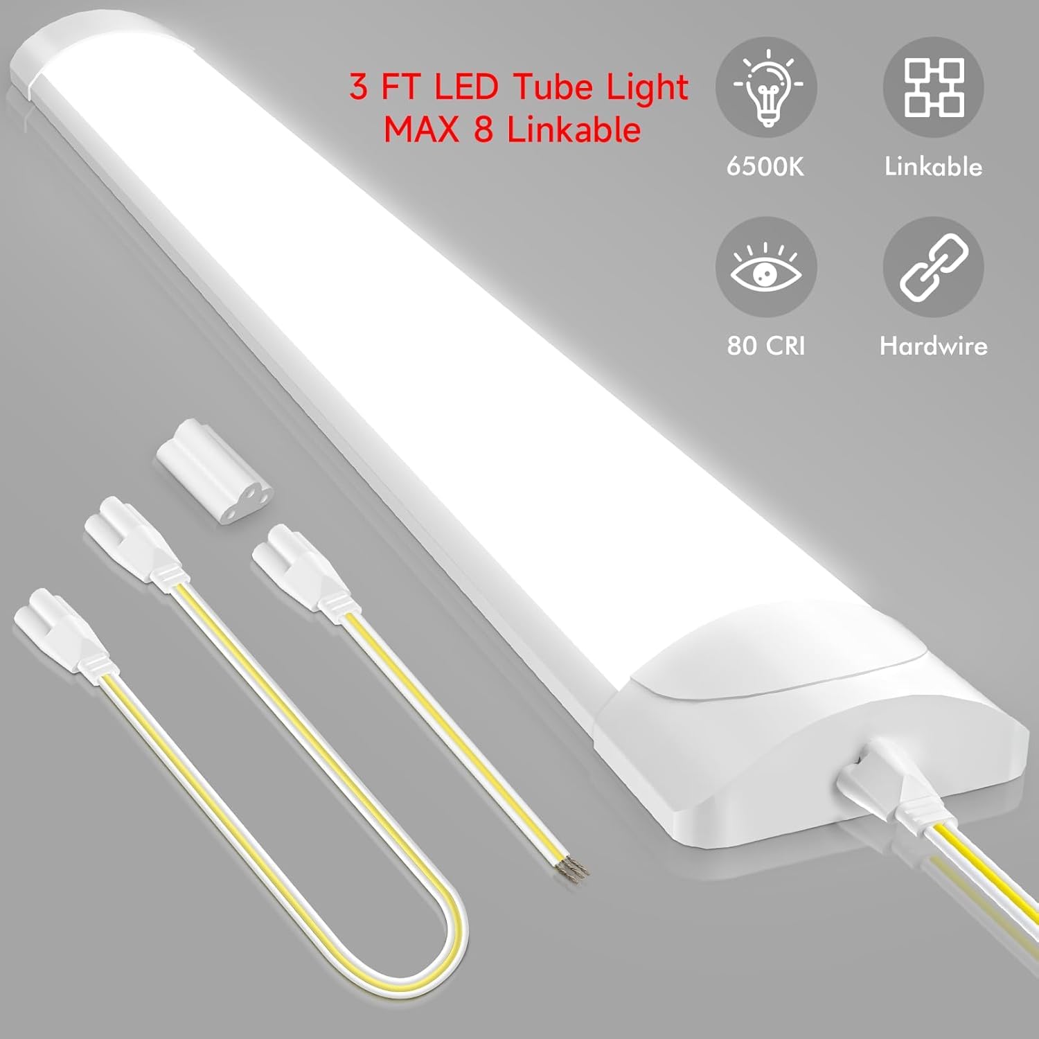 Viugreum 4 Stück LED Leuchtstoffröhre 90cm, Feuchtraumleuchte Röhre 30W LED Deckenleuchte Lampe, 6500K Neutralweiß Leuchtstofflampe, Werkstattlampe Wannenleuchte lampe für Keller, Garage, Küche