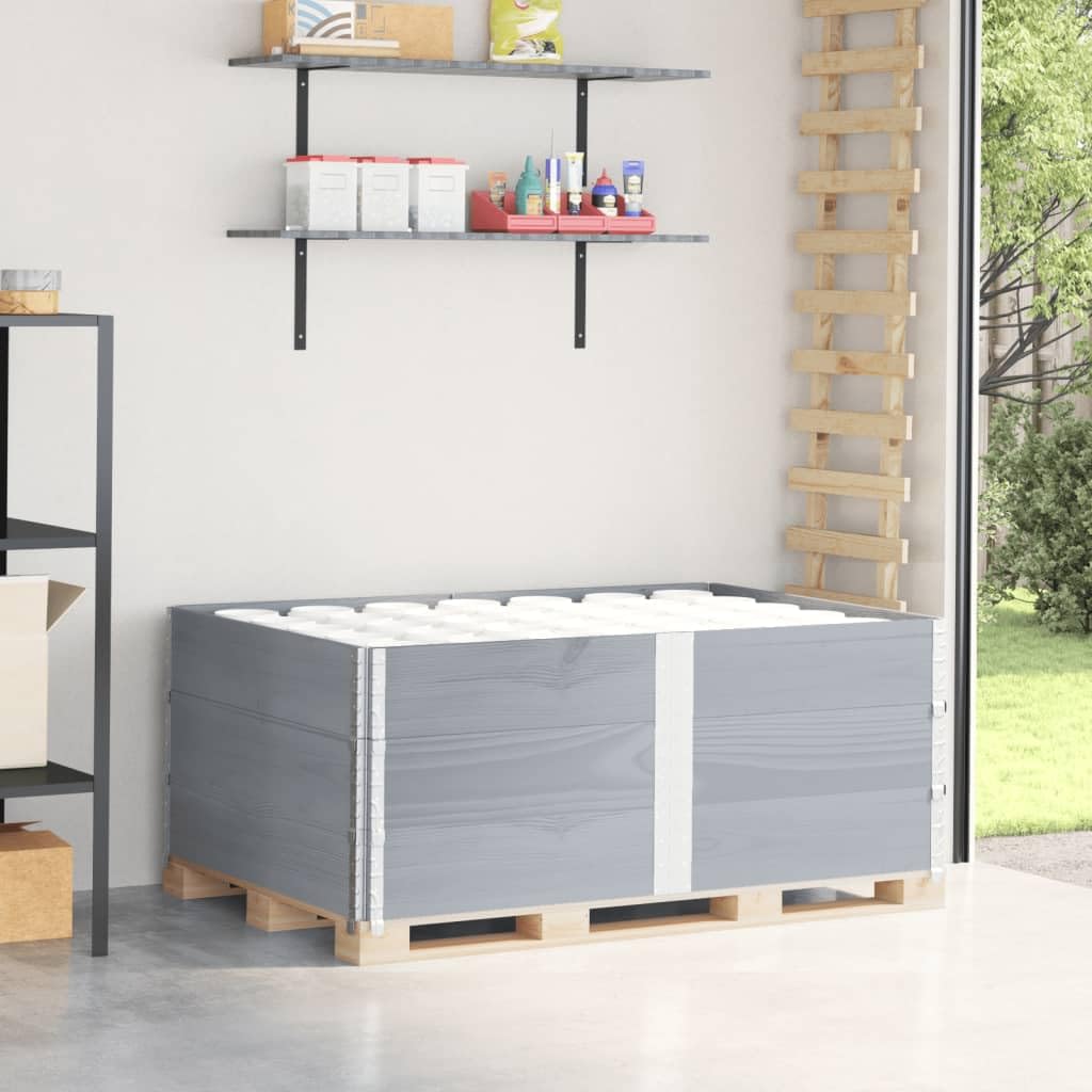 Paretali per Pallet 3pz Grigi 150x100cm Legno Massello di Pino, Commercio e Industria,Movimentazione di Materiali,Pianali di carico e Pallet, 37.1kg-3295384