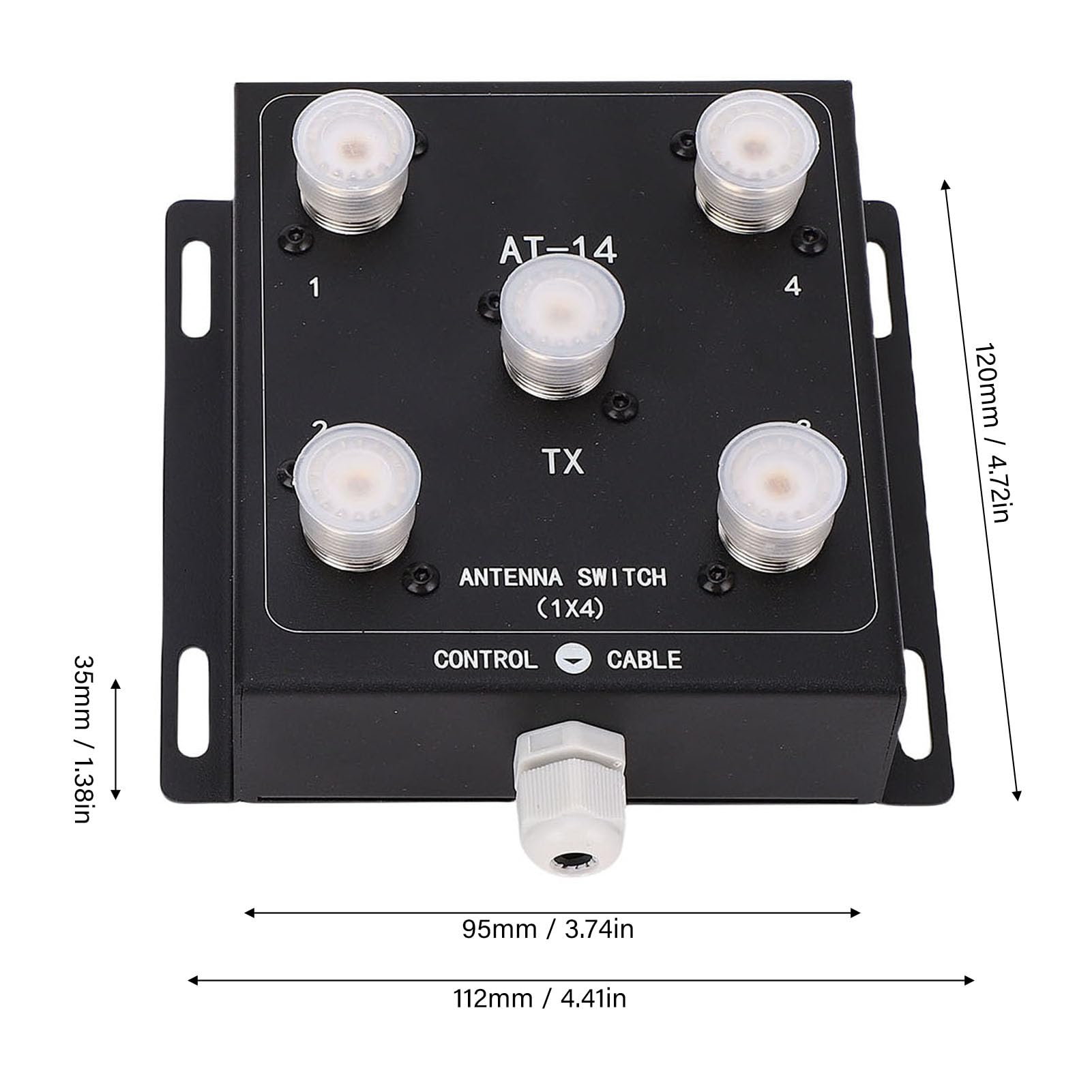 FTVOGUE Interruptor de Antena de 4 Vías, Tecnología de Baja Pérdida, Potencia de 500 W para Radioaficionado, Conmutación Remota de Antena en Lugares Difíciles