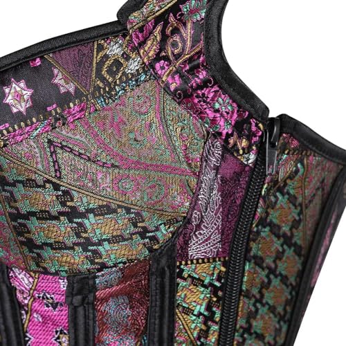 Image of Women's Lace up Gothic Jacquard Shoulder Straps Tank Overbust Shaper Corset Bustiers Top