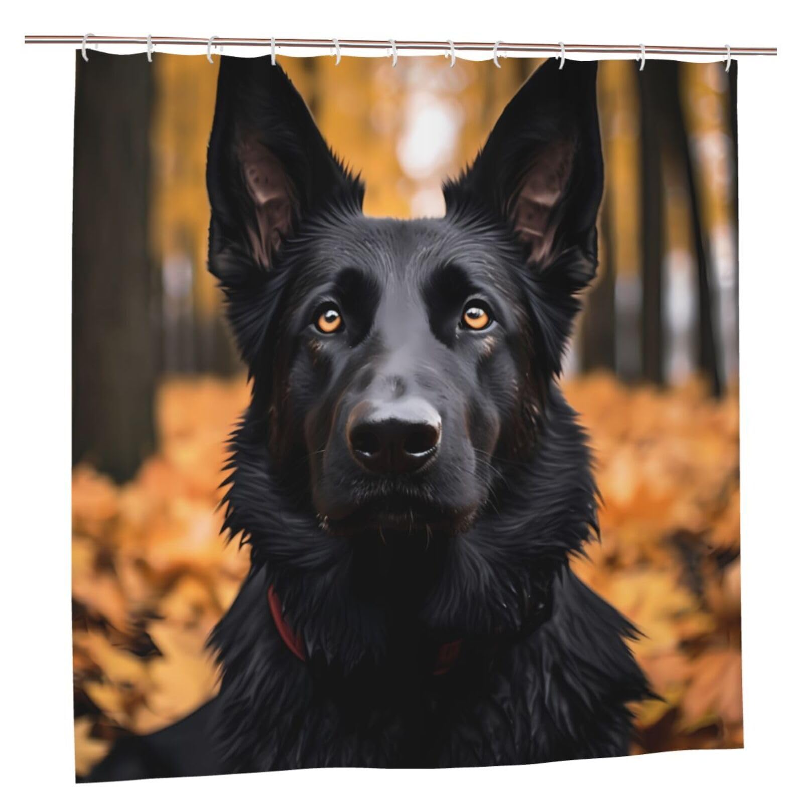 Oudrspo Blackan Shepherd Dog Unique Designer Artwork Shower Curtain 72x72 Inch - Polyester Bathroom Decor with Metal Grommets
